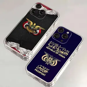Yemen National Emblem Flag Passport Phone Case For iPhone 17 Promax 17e 17 16 15 14 13 12 11 Mini Pro Max Air For Samsung S26 Ultra S25 S24 S23 S22 FE Plus Edge Anti-Fall Transparent shockproof protection TPU Soft silicone Back Cover For Fans Gift