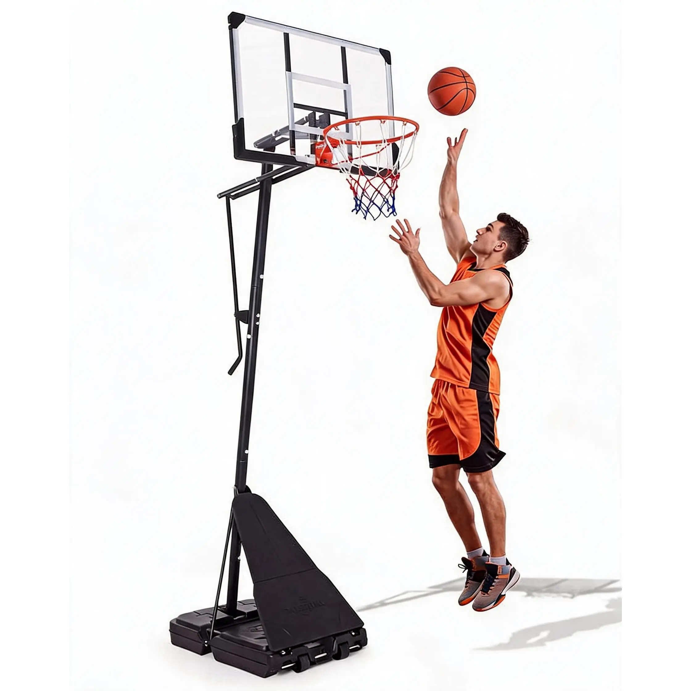 Portable Basketball Hoop & Stand – Shatterproof Backboard, Adjustable Height, Wheels for Kids/Adults
