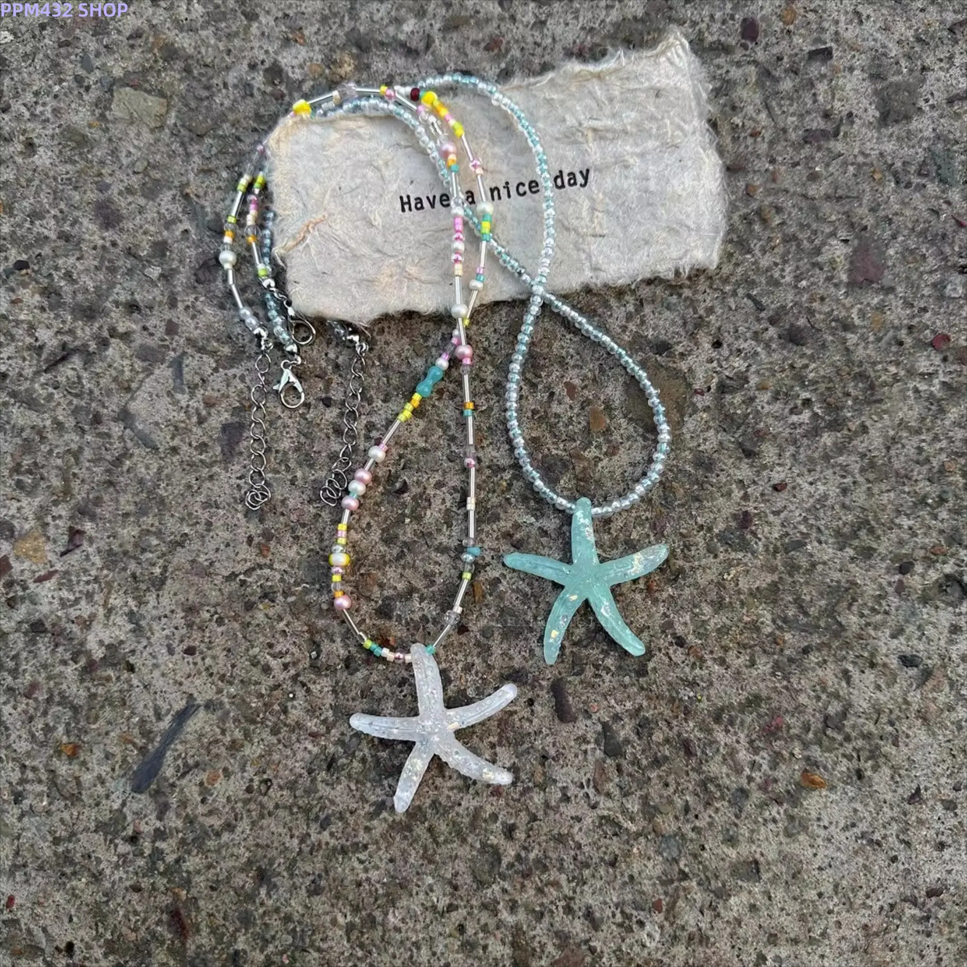 2Pcs Y2K Star Beaded Necklace for Women, Colorful Star Charm Choker Set, Dopamine Beach Jewelry, Trendy Layered Collarbone Chains, Cute Summer Statement Necklaces for Beach Trips and Parties