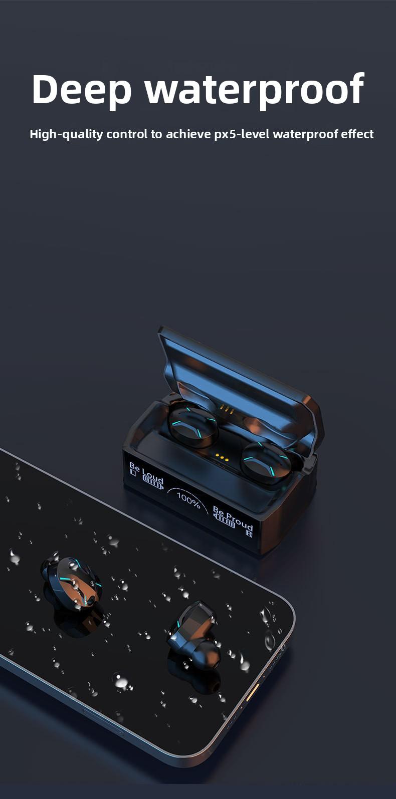 M96 Wireless Bluetooth Earphones with Digital Display Screen, In-Ear Gaming Headset, Low Latency, 5.3 Earbuds, Ultra-Long Battery Life