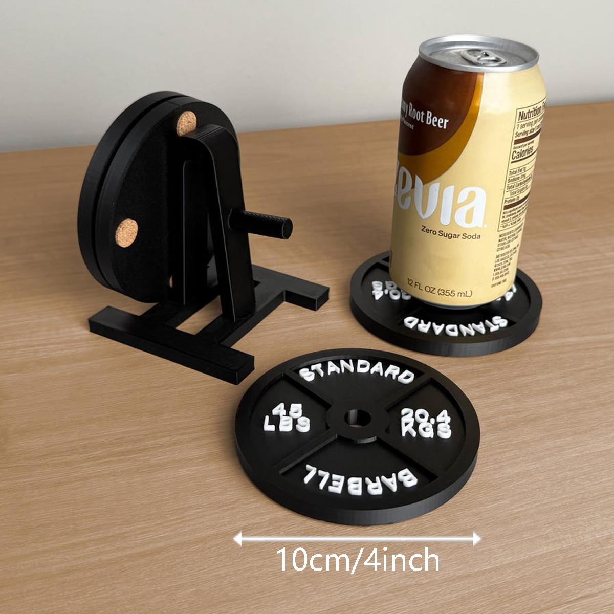 Weight Plate Coaster Set of 4 and Weight Rack Holder, Drink Coasters, Home Decor Gifts, Weight Plate Decoration, Weightlifting, Gym Decor, Fitness Decor, Christmas Gift