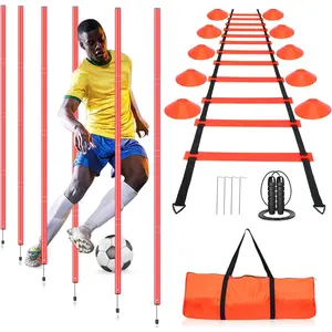 Agility  Poles Equipment Soccer  Equipment Includes 6 Agility Poles,Agility Ladder, 10 Soccer Cones,Jump Rope for Speed , Soccer , Basketball Athletes &