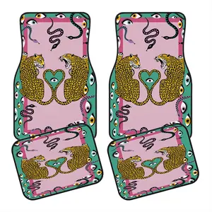 Leopard Snake Evil Eye Car Floor Mats 4PCS Set, Bohemian Art Pattern Auto Floor Liners, Waterproof Anti-Slip Front & Rear Car Accessories, Universal Fit for Most Cars, SUVs, Trucks, and Vans, Durable Washable Vehicle Carpet Protectors with Eclectic Maxima