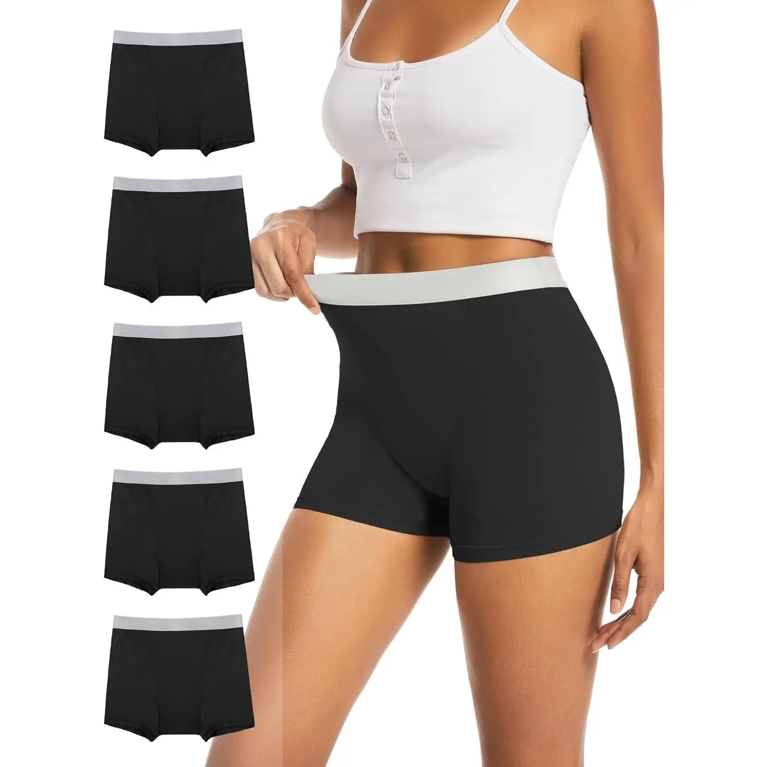 Period Underwear for Women Heavy Flow Leakproof Boyshorts 5 Pack | Period Boxers for Women 50 ML Absorbency, Reusable & Washable Leak Proof Menstrual Protection, PFAS-Free