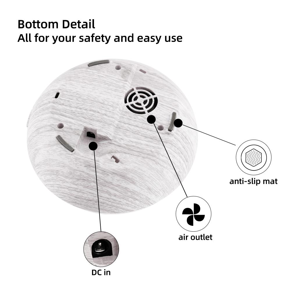 Wood Grain Aromatherapy Diffuser 550ml  Remote Control, 6 Essential Oils, 7 Color Changing LED Night Light for Home Office