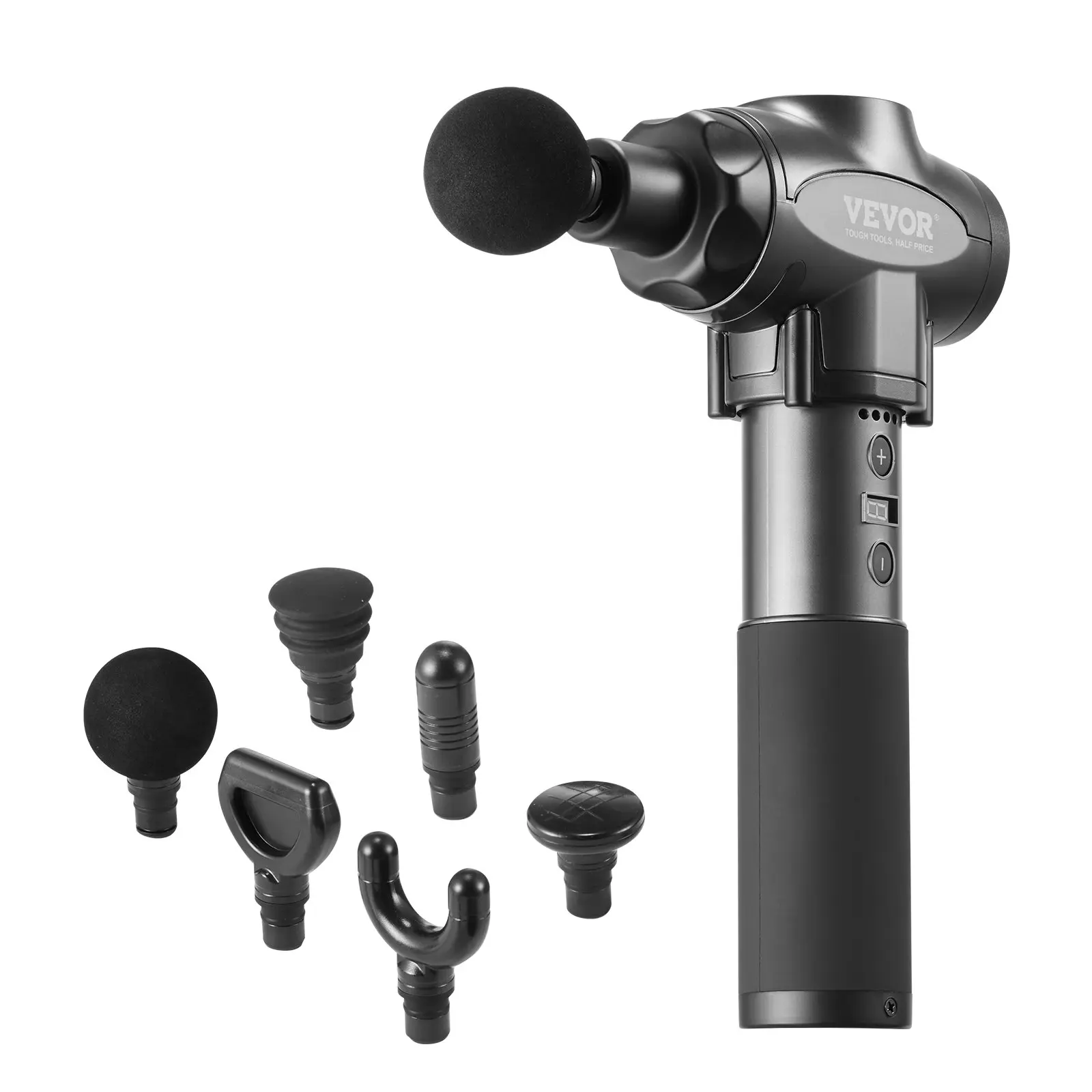 VEVOR Massage Gun Deep Tissue with 9 Speed Levels 6 Massage Heads, 24V 2500mAh Batteries, Percussion Muscle Massager for Athletes, Handheld Electric Massage Gun for Pain Relief, Muscle Relaxation