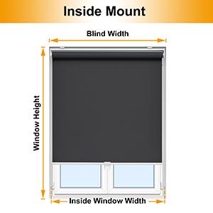 Cordless Roller Shades Blackout Blinds for Windows Room Darkening Rolled Up Shades with Spring System, UV Protection Window Shades Door Blinds for Home and Office (23" W x 72" H, Black)