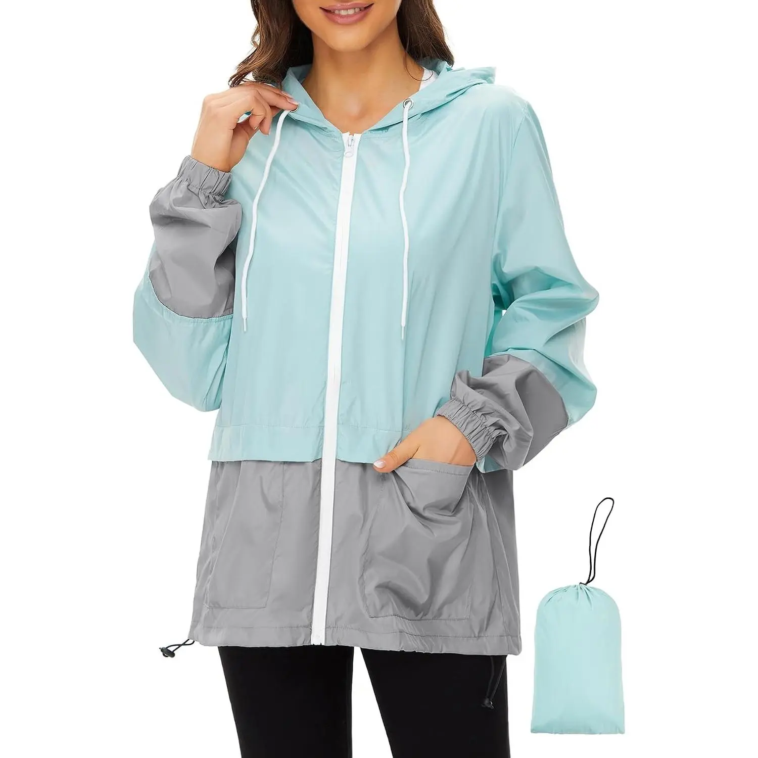 Lightweight Rain Jacket Women Waterproof - Raincoat for Women Packable Rain coat Hooded Windbreaker for Travel Outdoor
