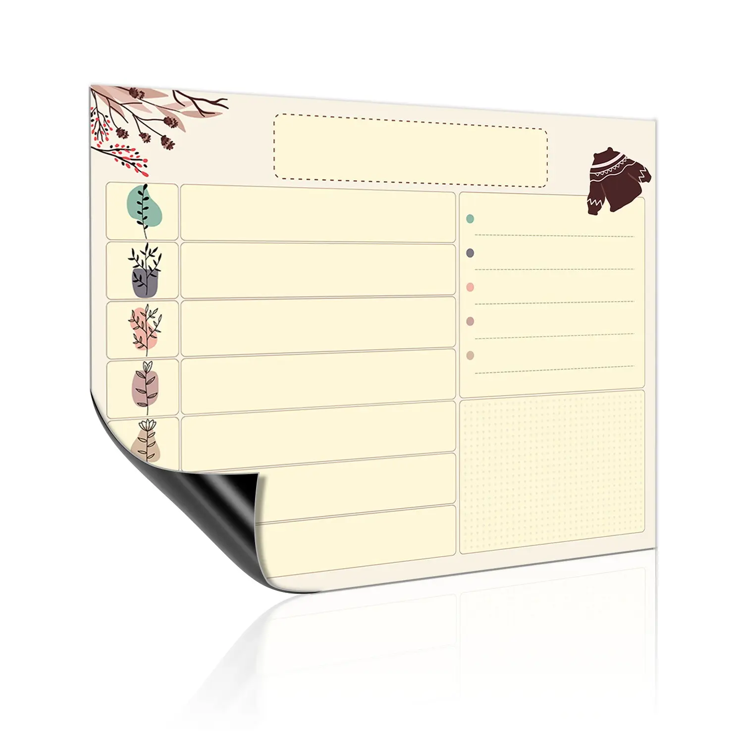Magnetic Refrigerator Whiteboard Sticker, Durable Pet Writing Membrane, Grid Calendar Memo Board, Safe Rounded Edges, Home Office Notes Magnet