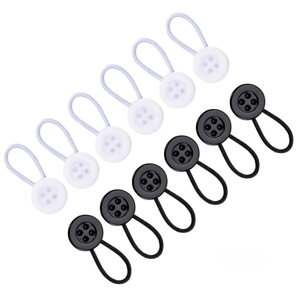 Comfy Clothiers 12 Counts Unisex Comfy Deluxe Collar Extenders, 0.39×0.94 Inch White & Black Buttons, Effortless Attach Discreet Neck Relief for Dress Shirts