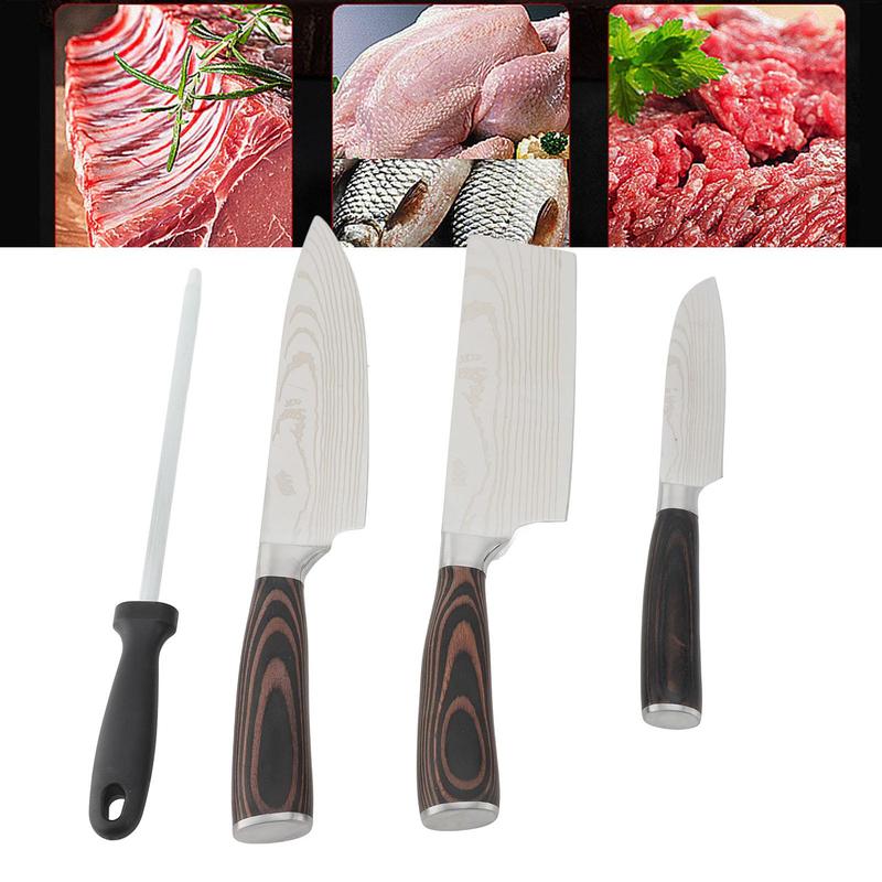 4 Piece Premium Japanese Style Knife Set with Laser Damascus Patterns, Imperial Collection, Ultra Sharp Cutting Edge