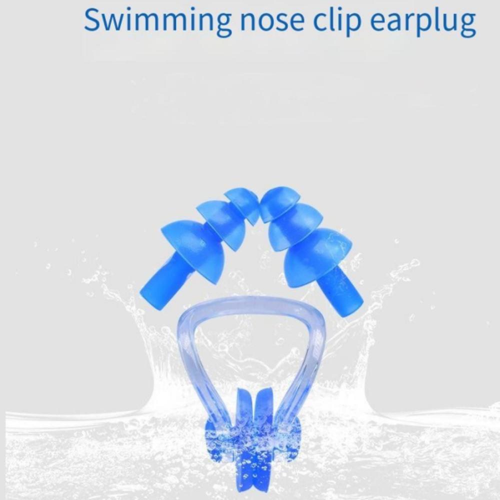 Swimming Nose Clip & Earplug Set, 1 Set Soft and Comfortable Silicone Nose Clip & Earplug, Swimming Accessories for Adults & Teens