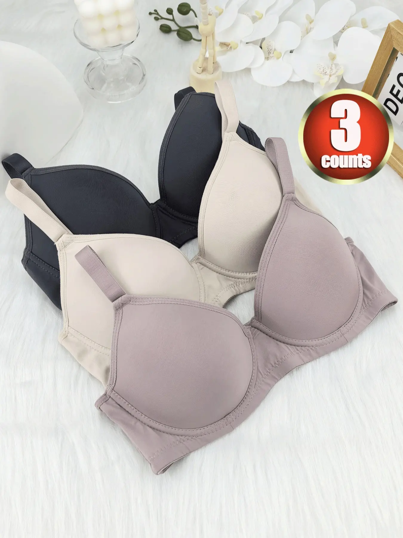 3-Pack Upward Support and Lifted Bra for Women, Daily Wear Women's Bras, Small Bust Enhancement and Anti-Sagging Bras with Upward Support, High Support, Anti-Slip Comfort and Breathability, Versatile Seasonal Wear, Underwear