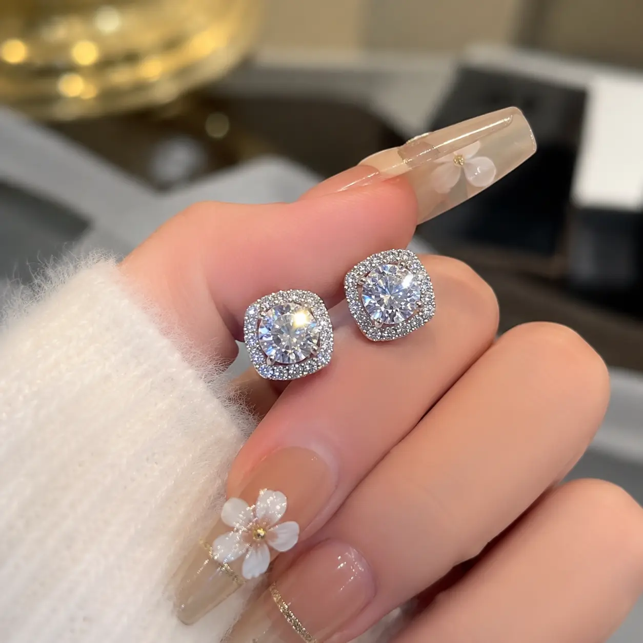 Handcrafted Moissanite Stud Earrings for Female Adults, 925 Sterling Silver Round Brilliant Cut, Hypoallergenic Multi-Size Jewelry for Daily Wear, Anti-Oxidation Treatment, Certified Authenticity