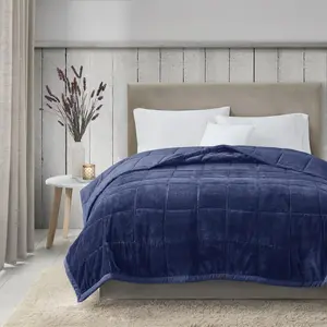 Park MP51-6382 Cozy Reversible Blanket, Luxury Plush Season Down Alternative Cover for Bed, Couch and Sofa, King(108"x90"), Navy