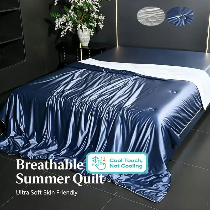 Silk-Like Summer Quilt, Ultra-Soft Breathable Air Conditioning Blanket, Designed for Heat-Sensitive Individuals, Smooth Skin-Friendly, Perfect Summer Gift