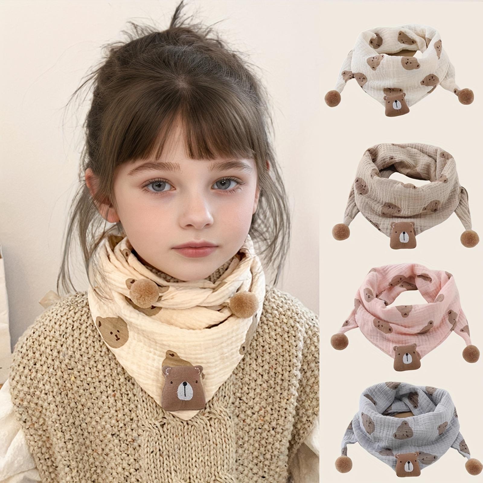 1pc ' Scarf, Four Seasons, Bear Logo, Cute Cartoon Casual Fashion Scarf for Boys and Girls, Suitable for Outdoor Play, Walking, and Travel