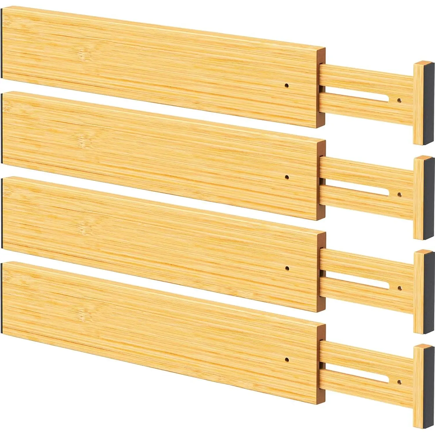 Drawer Dividers Organizers, 2.56" High, 17"-21.8" Adjustable, 4 Pack | Expandable Separators,  for Utensils, Kitchen, Bedroom, Dresser and Office Storage