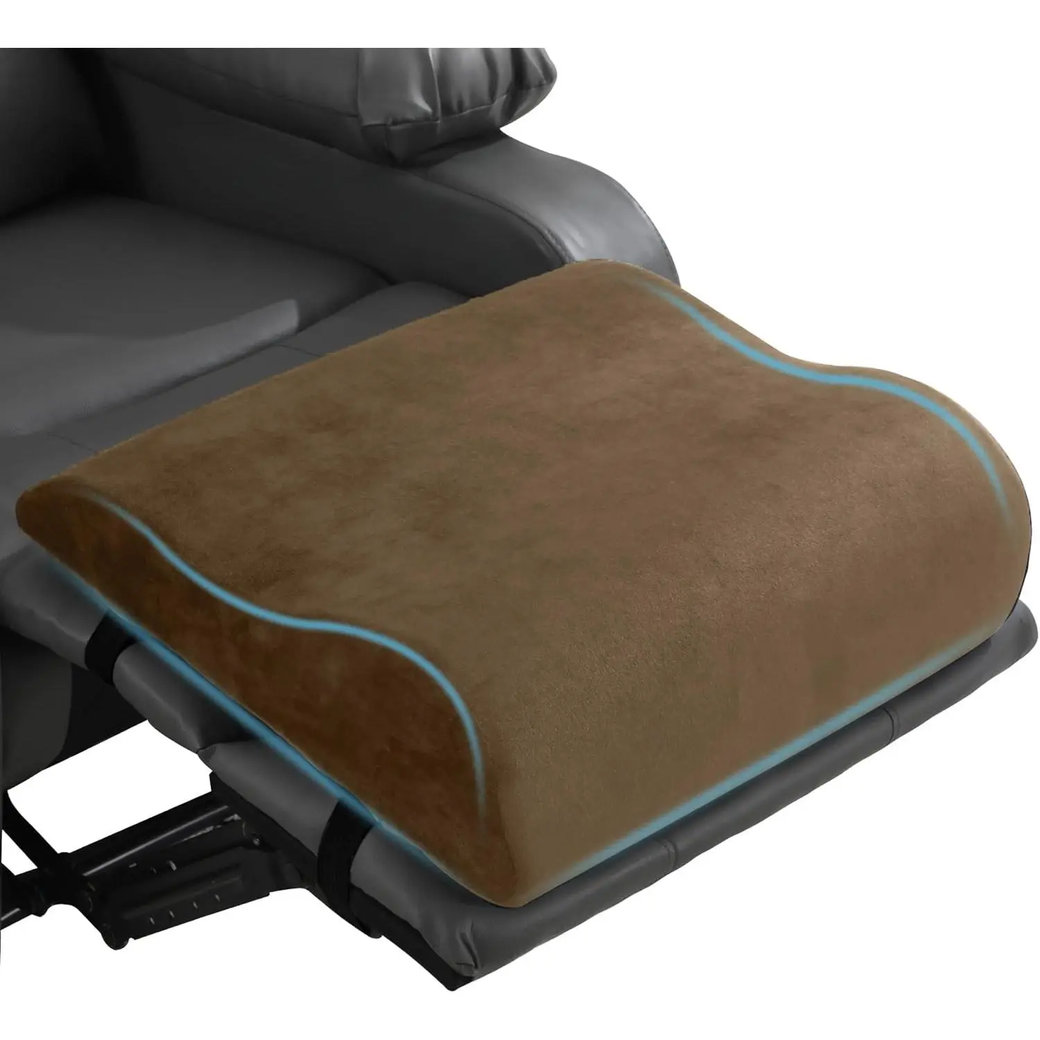 Extra Large Recliner Leg Pillow, Foam Foot Rest Cushion Wave Shape Recliner Footrest Extender, Multi Purpose Back & Lumbar Support Pillow for Bed, Sofa Couch, Coffee Color