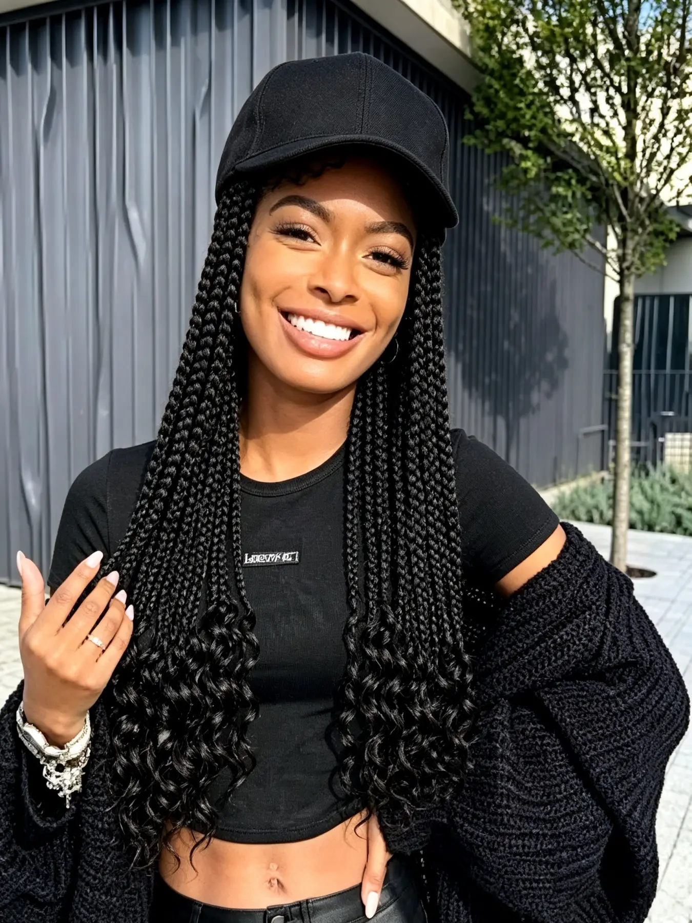 Handmade Senegalese Twist Hat Wig, 20 Inch Natural, Breathable Cap, No Glue Needed, Comfortable & Easy to Wear, Synthetic Curly Wigs