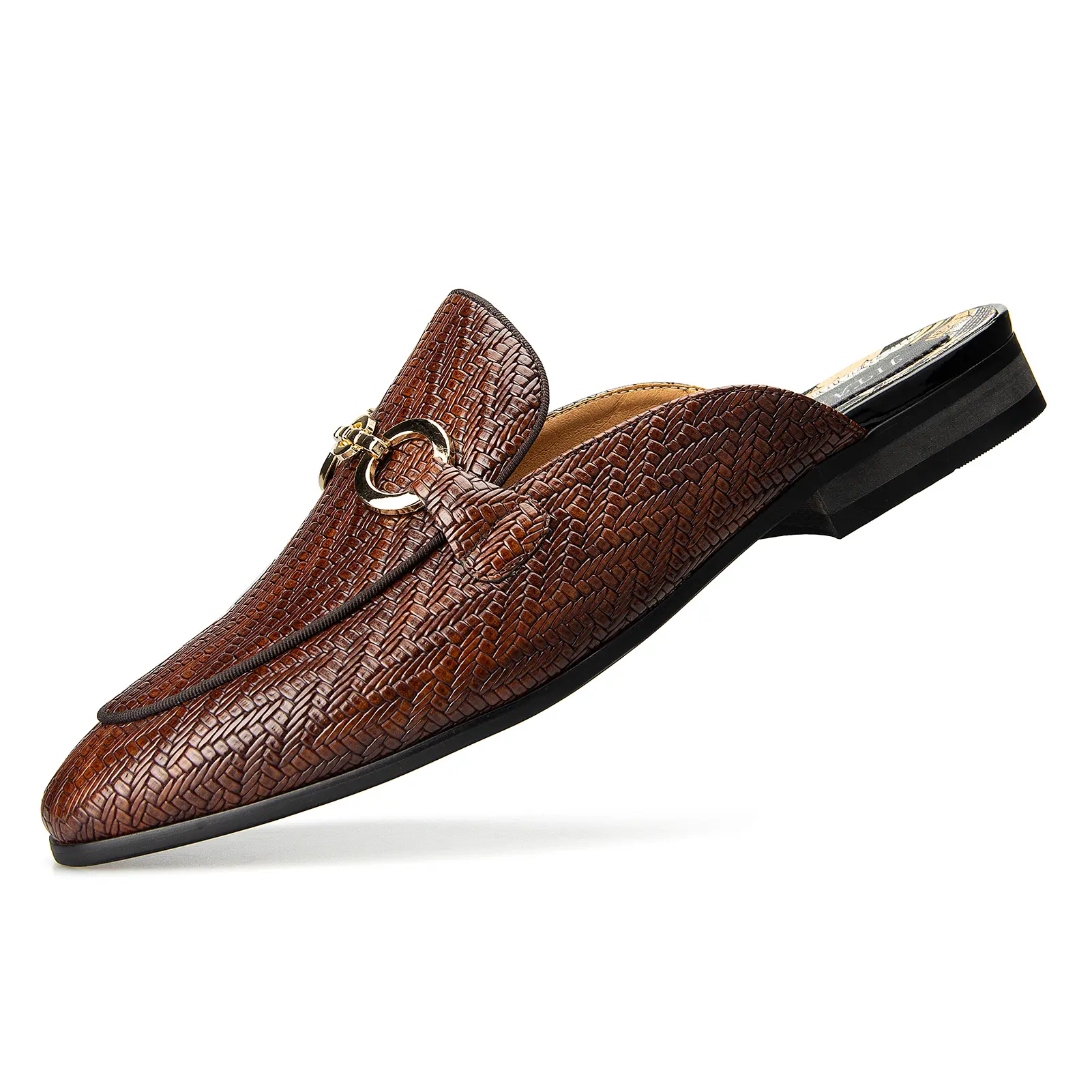 JITAI Mens Mules Mens Slippers Slip-On Loafers Casual Half Loafers Shoes Mens Backless Sandals, Brown/02, 12 US