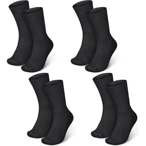 4 Pairs Soft Cotton Eczema Socks, Hydrating Moisturizing Therapy for Eczema Relief, Non Itch Foot Wet Wrap Treatment for Adults, Black Size L
