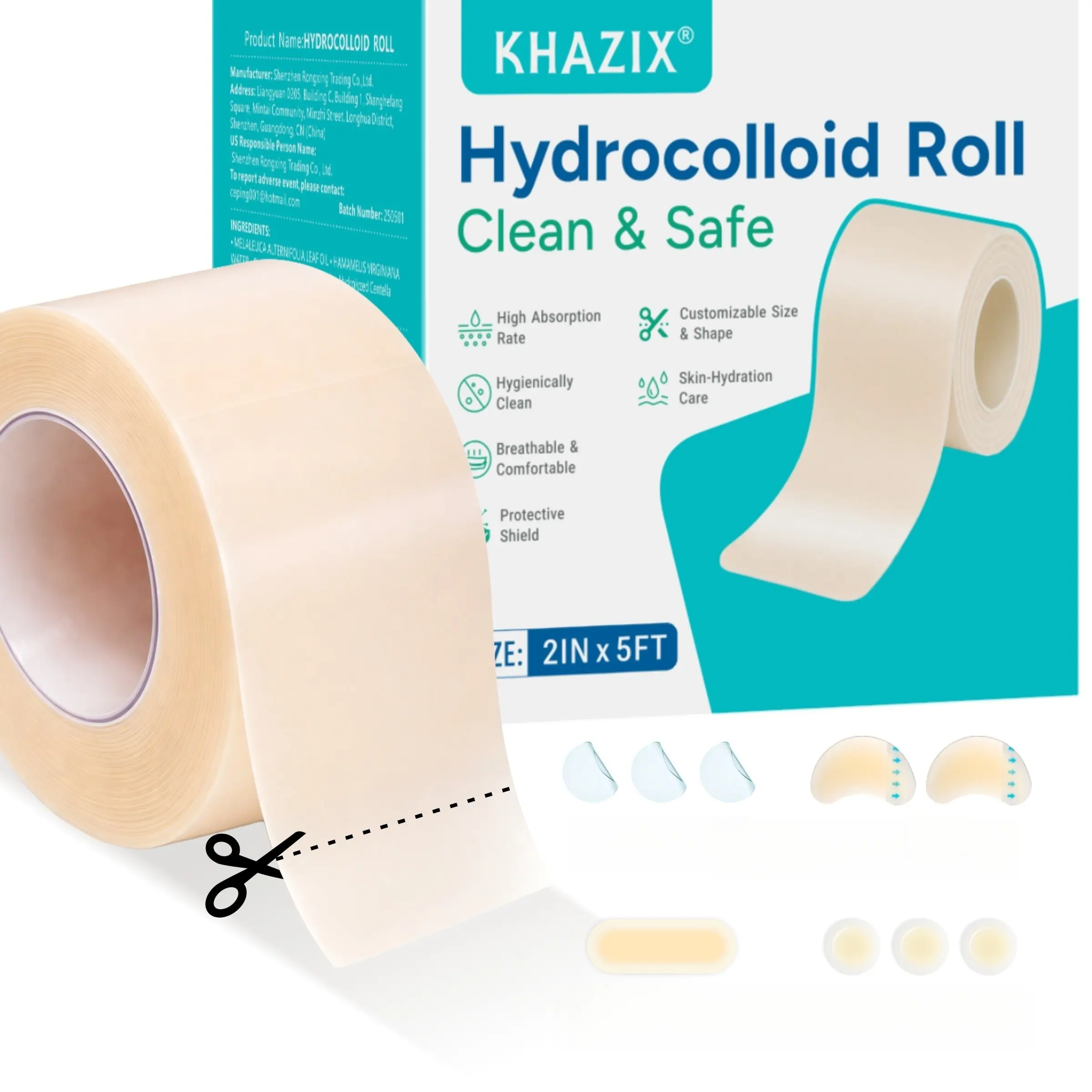 Waterproof Hydrocolloid Skin Care Roll, Self-Adhesive Super Absorbent Bandage, Soft and Waterproof, Ideal for Skin Care, Adhesive Bandage Wrap, Waterproof Bandaid