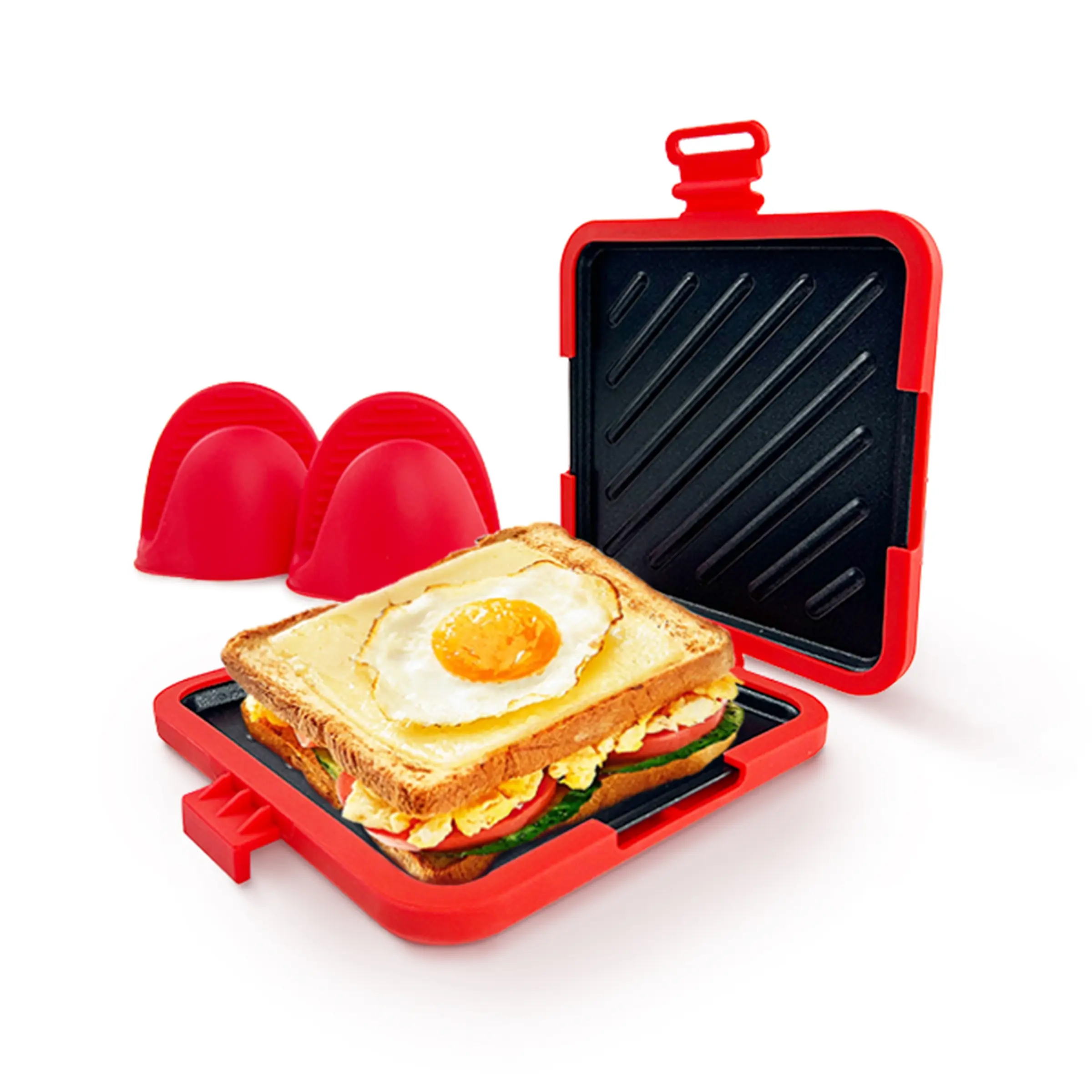 Microwave Sandwich Maker, 3-in-1 Toastie Panini Press with Heat-insulating Hand Grips, Kitchen Appliances for Travel Friendly Office Home
