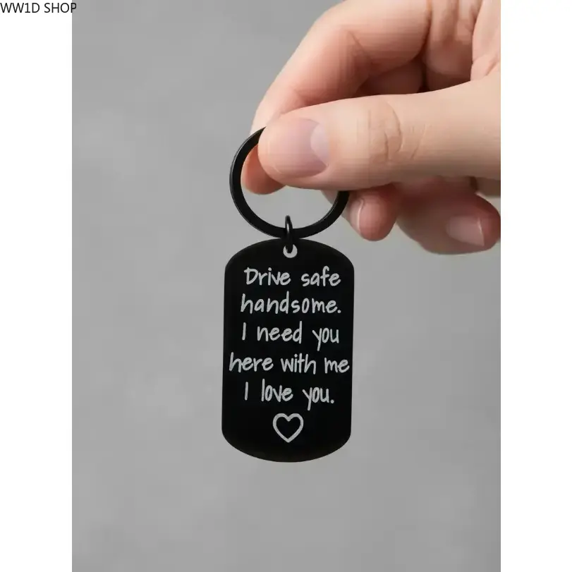 Stainless Steel Personalized Message Keychain - Heart-Shaped Engraved Pendant, Compact Handheld Accessory for Men & Women, Ideal for Car Keys & Bags Daily Carry, Compact Keychain Keychains, Heart-Shaped Engraved Keychains