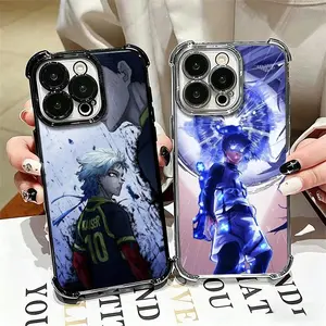 Blue L-Lock Isagi Yoichi Plating Phone Case For iPhone 17 Air 16 15 14 13 12 11 Pro Max Plus Anti-Fall Protection Cover