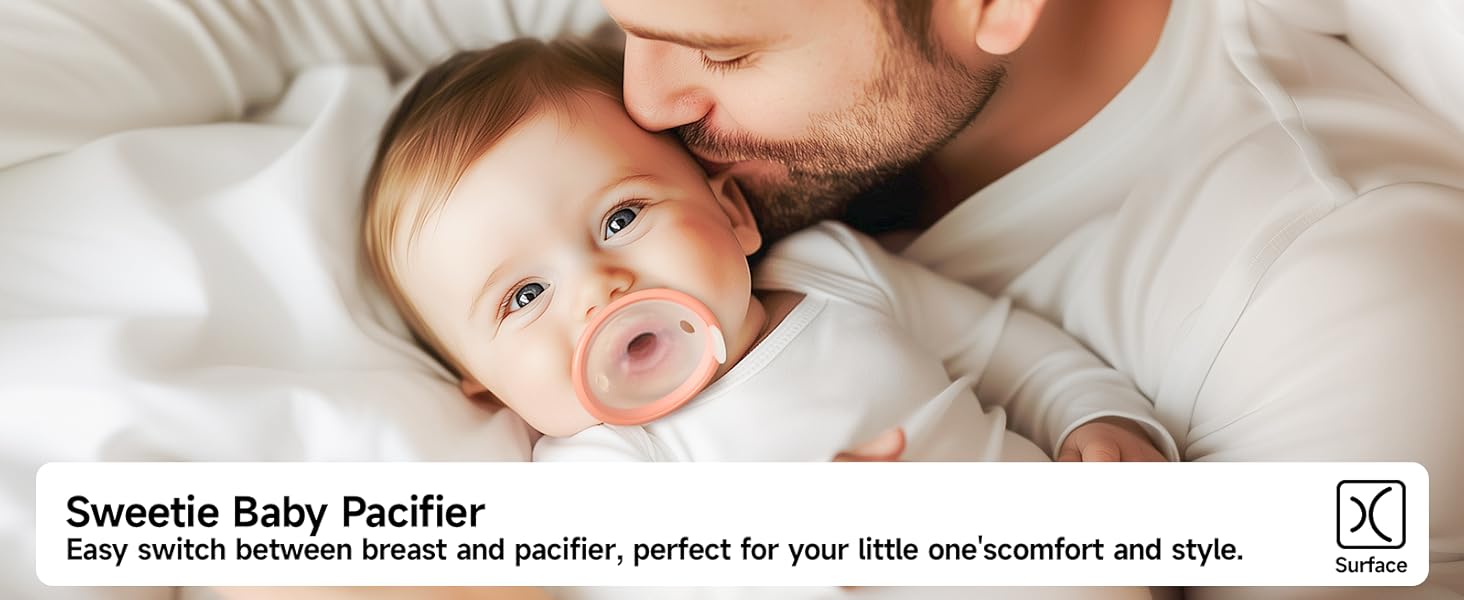Baby Pacifiers 0-6 Months One-Piece Pacifiers 0-3 Months BPA-Free Lightweight Soft Silicone Newborn Pacifier for Breastfed Babies