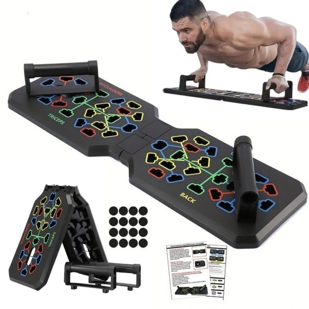 Push-Up Rack Set, Home Push-Up Training Board, Unisex Chest Workout and Abdominal Strength Trainer, Essential Fitness Equipment, Home Fitness Gear, Core Training Equipment, Push Up Stand