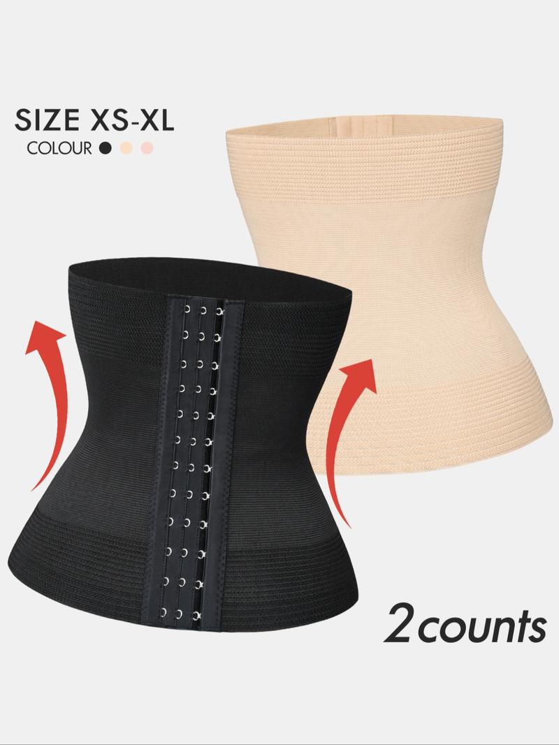 Women's Solid Hook & Eye Waist Trainer, Tummy Control Shaper, Waist Cincher for Postpartum Recovery & Weight Loss