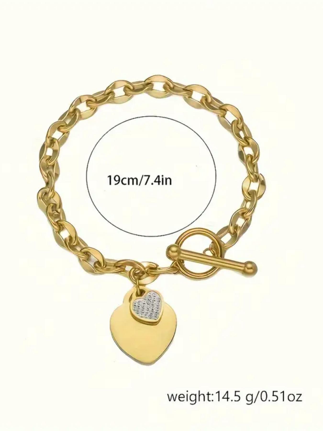 Fashion Heart Stainless Steel Jewelry, Unique OT Buckle Design, Premium Titanium Steel Bracelet for Women, Fade-Resistant Hand Accessory