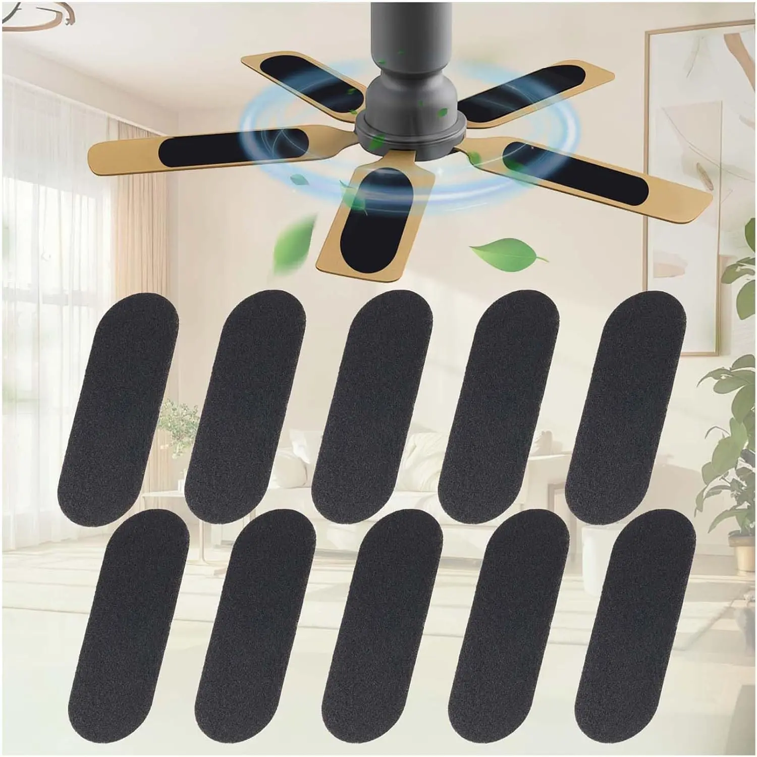 10 count Ceiling Fan Filters for , Fan Air Purifier Pads with Activated Coconut Shell Carbon,  Easy Stick Ceiling Fans Filter Fit for Common Household Office Contaminants