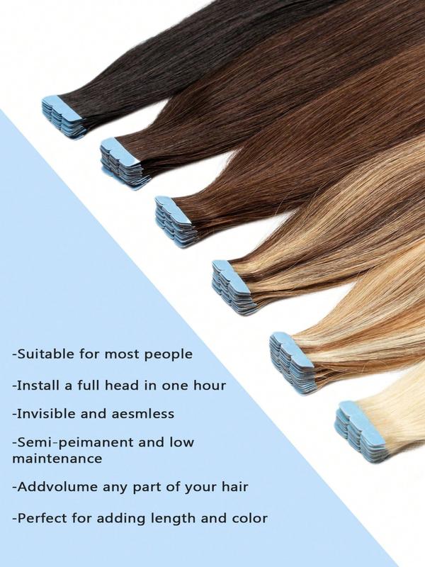 Mini Tape-In Human Hair Extensions, Invisible Straight P4/27, Designed for Women, Micro Tape Hair Extensions, Increase Volume and Length