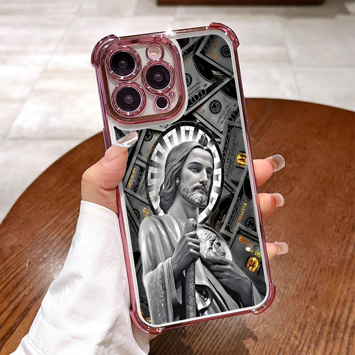 Creative Jesus Pattern iPhone Case | Aesthetic Faith-Inspired Shockproof Silicone Cover for iPhone 17 Pro Max / 16 Plus / 15 / 14 / 13 / 12 – Full Body Protection