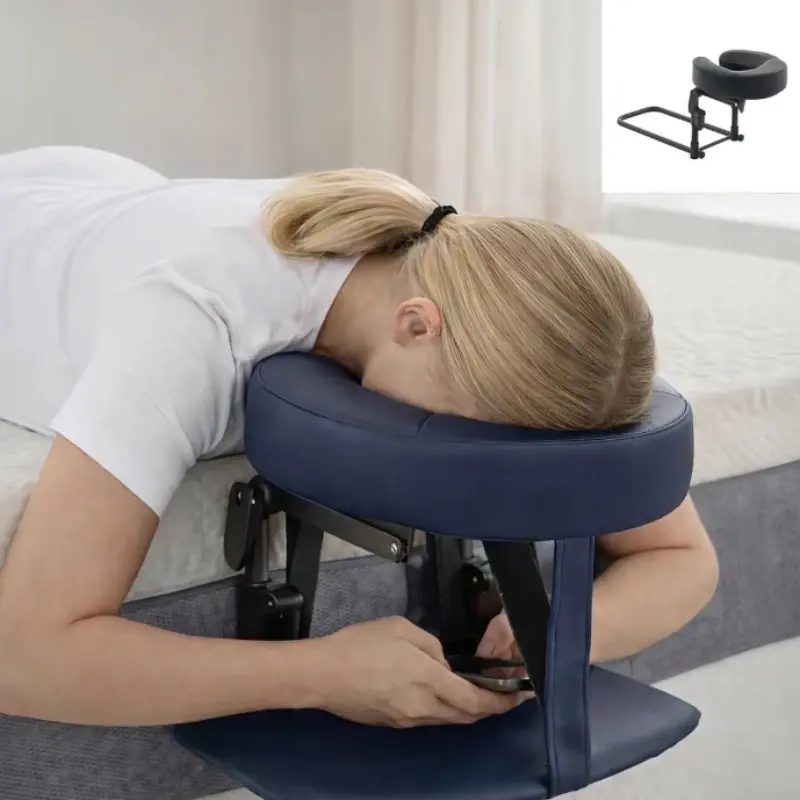 Foldable Bed Massage Headrest, Floating Memory Foam Support, PU Leather Fabric, Adjustable Height, Reversible, Portable Post-Surgery Recovery Pillow
