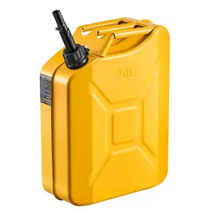 Newly Upgraded Oil-Tight VEVOR Metal Fuel Container, 5.3 Gallon, Fuel Jerry Can with Spout and Comfort Handle, 6 L/min Max Flow Rate, Leakproof Corrosion-resistant Metal Gas Tank Most Cars Motorcycle ATV UTV, Yellow