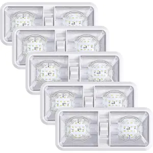 5 Pack RV LED Ceiling Double Dome Light Fixture ON/OFF Switch Interior Lighting for Car/RV/Trailer/Camper/Boat DC 11-18V Natural White 4000-4500K 48X2835SMD (Natural White 4000-4500K)