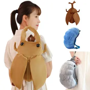 Simulation Insect Backpack Plush Toys Beetle Soft Stuffed Cartoon Watermelon Worm Animal Toy Creative Gift for Children Kids