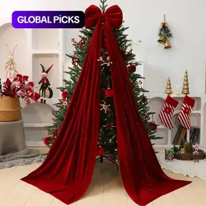 Large Wine Velvet Bow Tie, Christmas Tree Decoration, Holiday Window Hanging Ornament, Festive Home Decor Accessory, Wine Bottle Ornaments