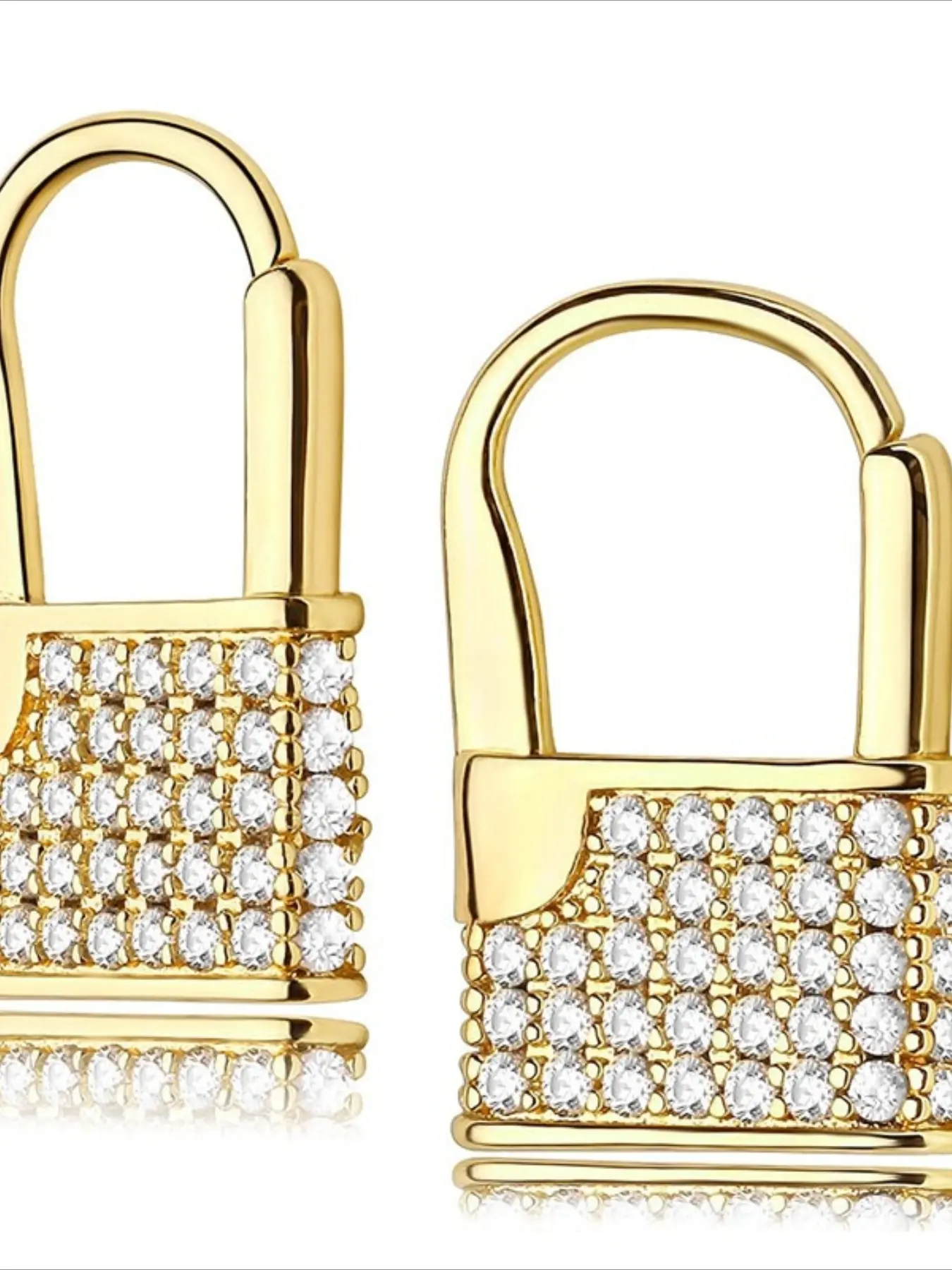 1 pair of fashionable new cubic zirconia lock earrings with personalized and niche design