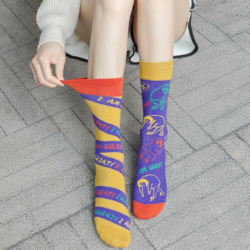 Original Asymmetric Ins Style Cotton Crew Socks comfort