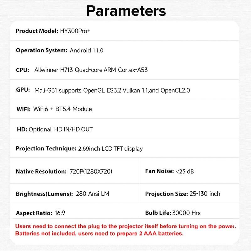 MAGCUBIC HY300Pro+ Portable Projector, Multifunctional Projector, 290ANSI Android 11 Dual WiFi6 BT5.4 180° Rotatable Mini Smart Projector for Home Cinema, Outdoor Movie, Upgraded HY300Pro, Audio