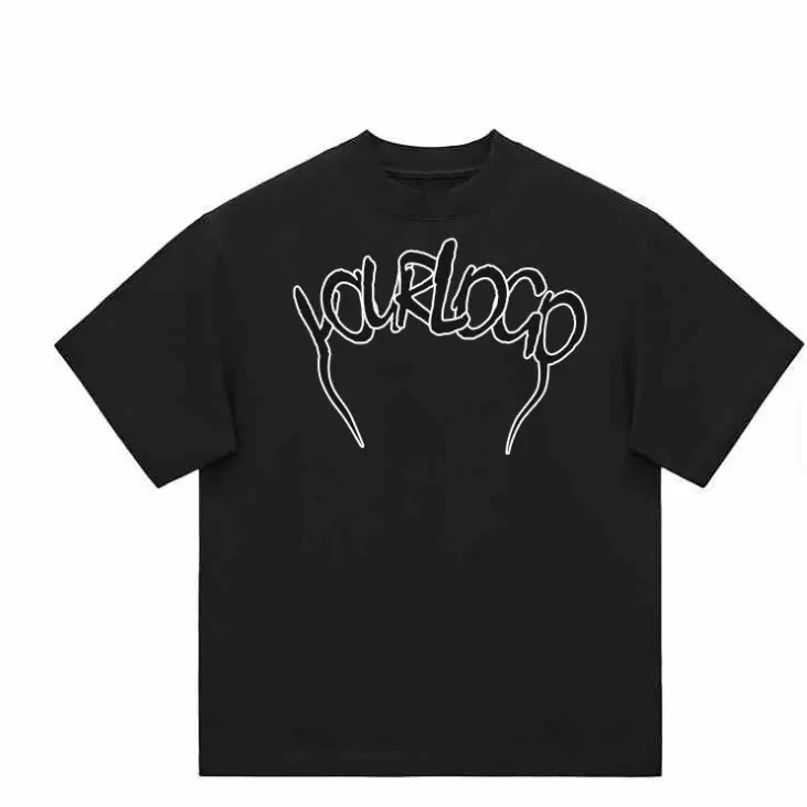 Hip Hop Style Round Neck Oversized Black T-Shirt   Y2K       Streetwear Top