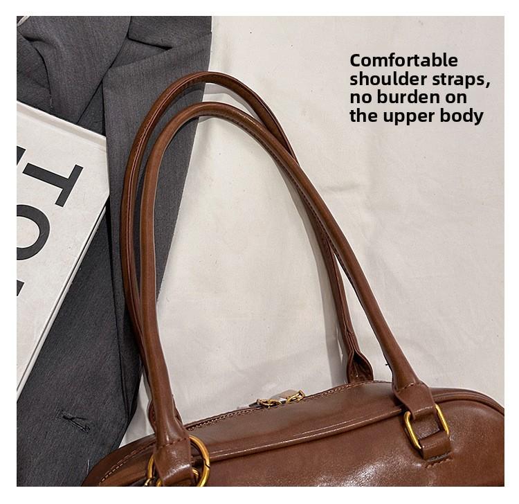 Women's Solid Color Shoulder Bag, Fashionable Large Capacity Shoulder Bag with Charm, Casual Versatile Commuting Bag for Daily Used