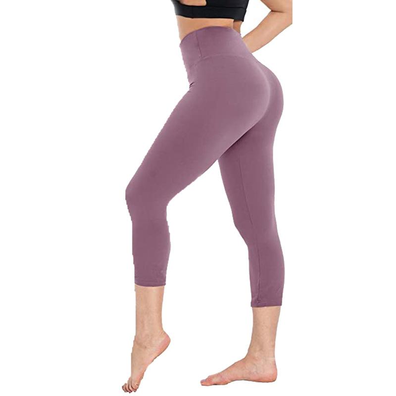 High Waisted Yoga Capris Butt Lift Tummy Control Quick Dry Slim Fit Workout Athletic Leggings