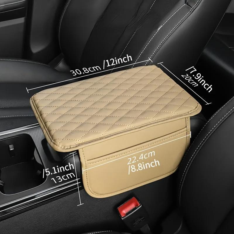 1pc Car Armrest Cushion Pad, Universal Fit, Center Console Extender with Storage, PU Leather Quilted, Enhanced Comfort, Vehicle Interior Accessory