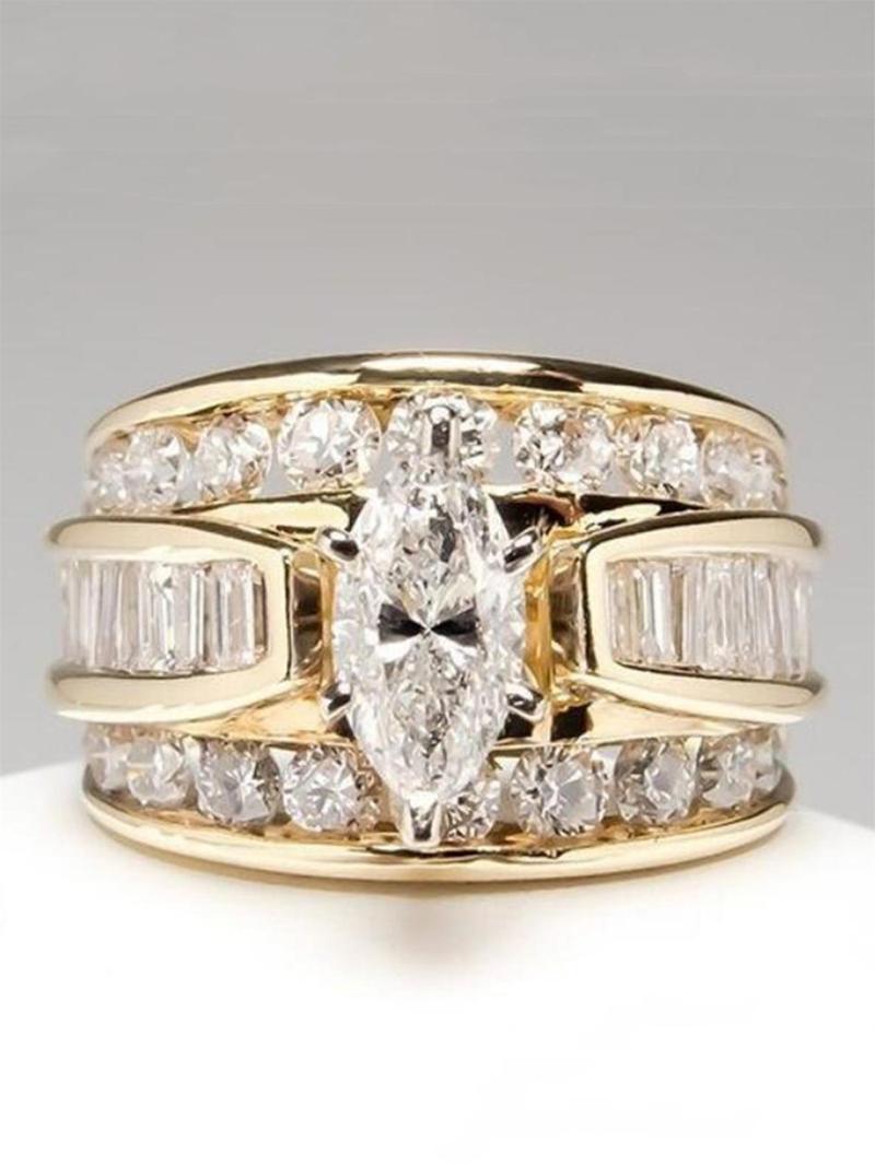 Fashion Artificial Crystal Decorated Ring, Statement Rings, Wedding Engagement Party Accessories for Women, Trendy Accessories for Party and Daily Life